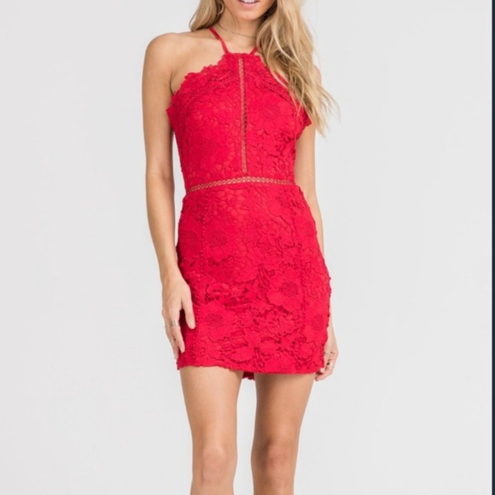 Lush Clothing Red Lace Mini Dress